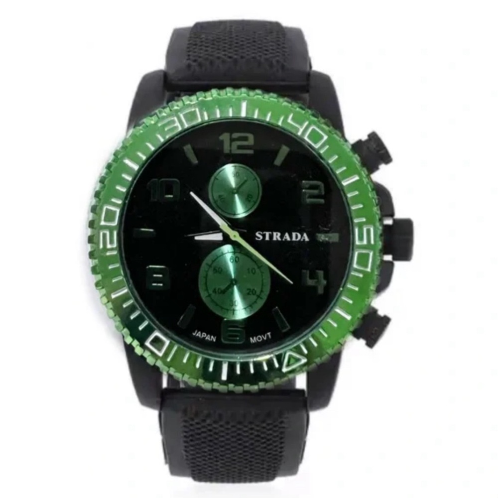 STRADA • Green Chronograph Dial Watch New Battery Ready To Wear